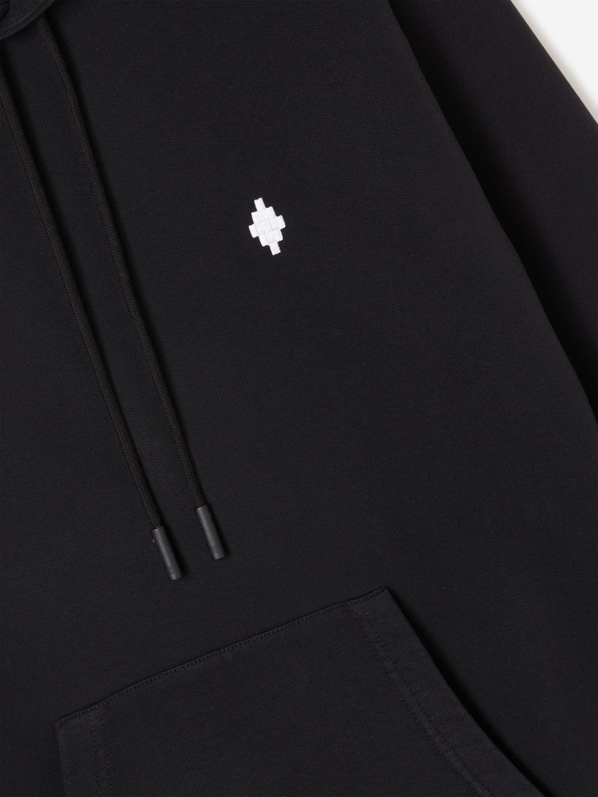 black cotton signature Cross motif classic hood long sleeves single patch pocket