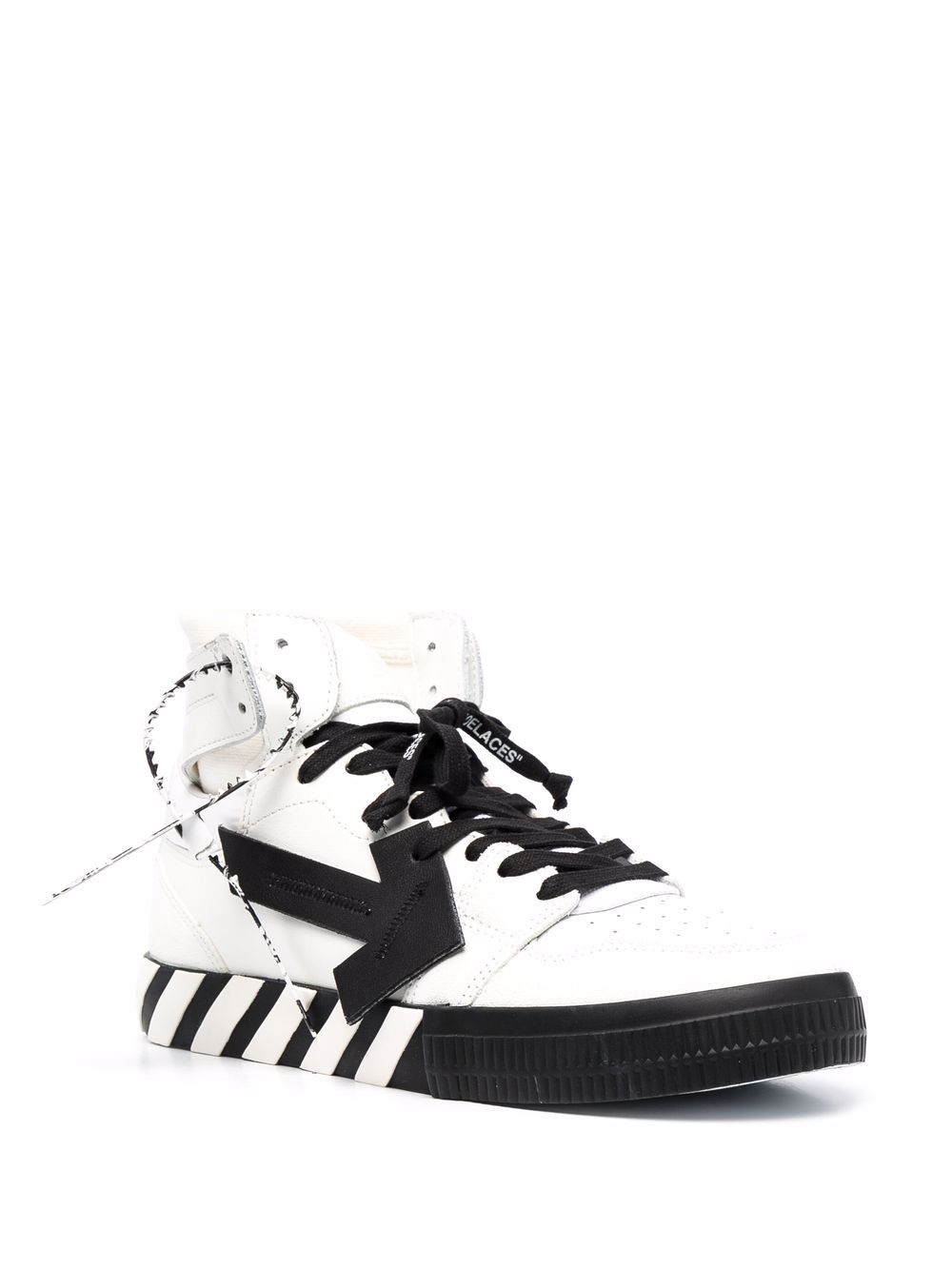 Off-white White & Black High Top Vulcanized Leather Sneakers | ModeSens