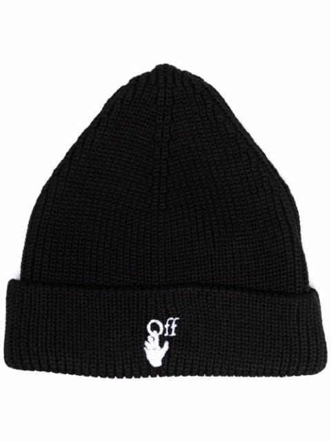 Off-White Hands Off ribbed-knit beanie