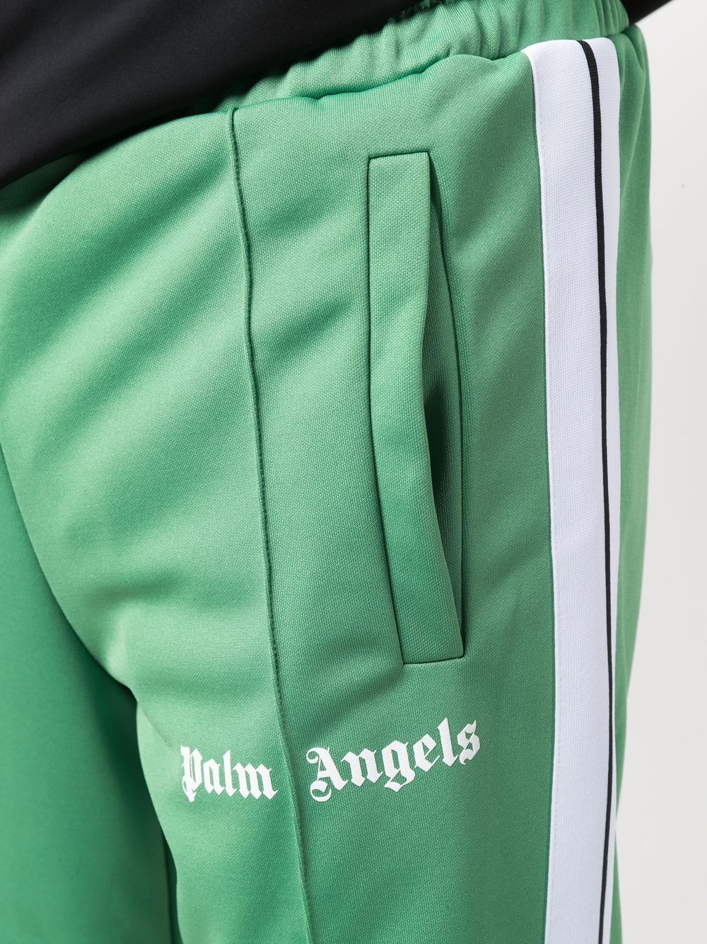 Shop Palm Angels Side-stripe Logo-print Track Pants In Grün