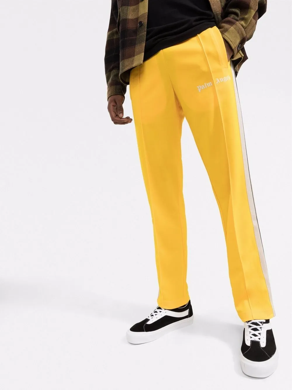 palm angels yellow tartan track pants