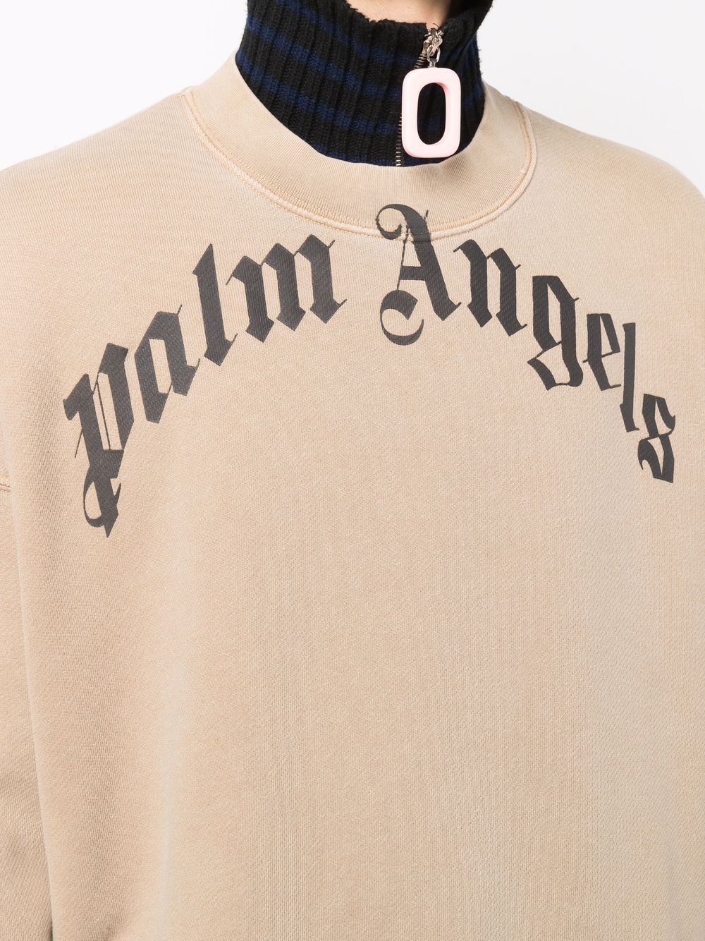 Shop Palm Angels Curved Logo Print Sweatshirt In Nude