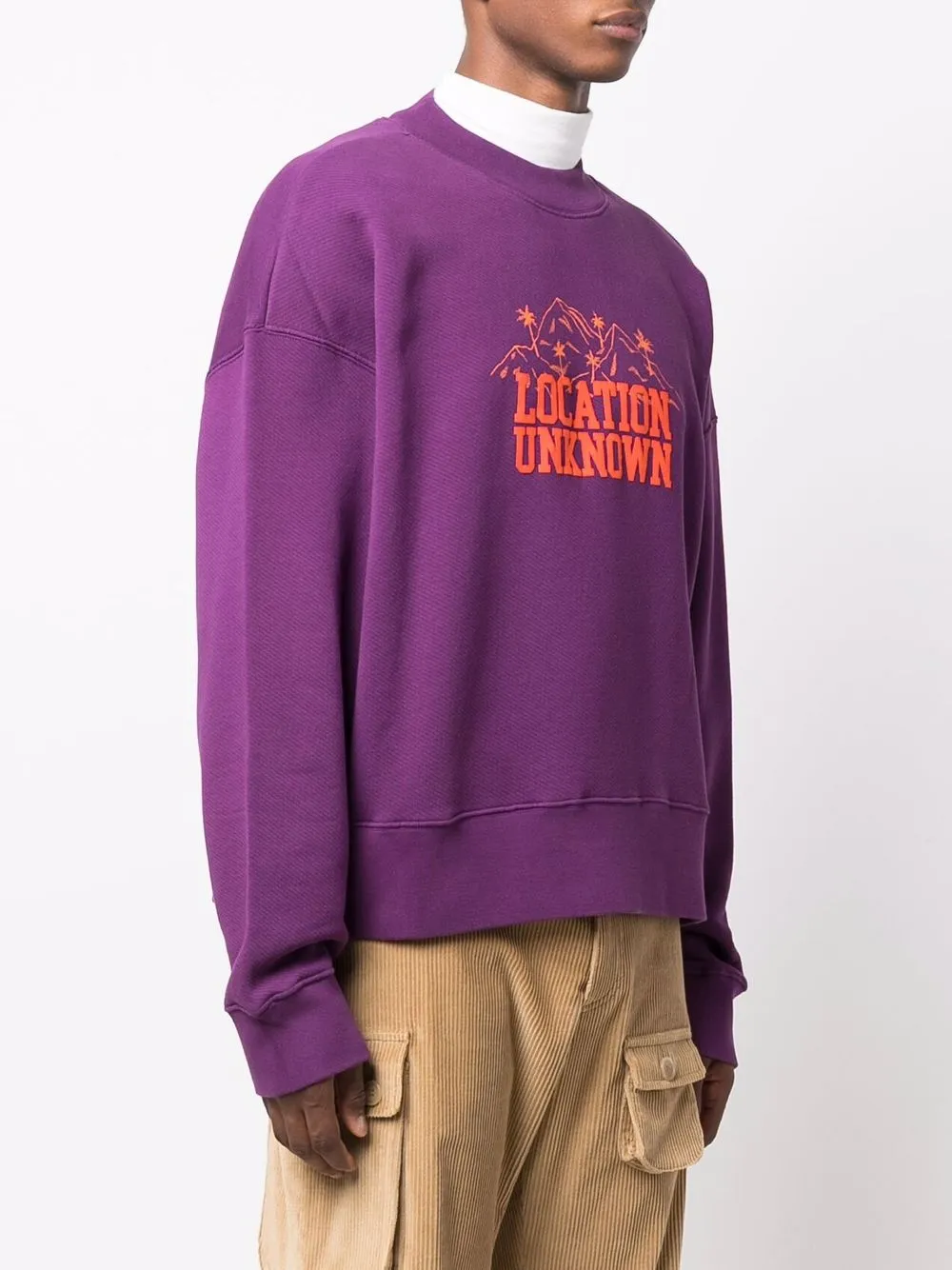 Palm Angels Men's Location Unknown Crew Sweatshirt In Purple
