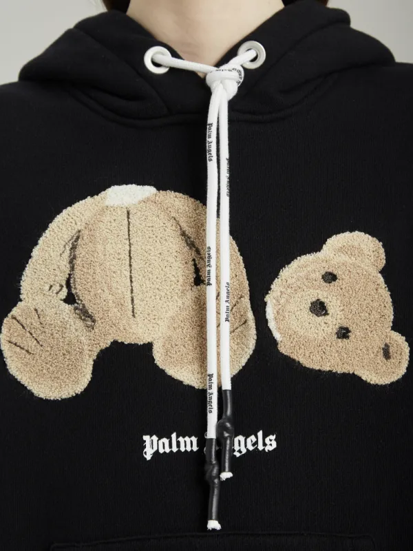 Bear Hoodie In Black - Palm Angels® Official