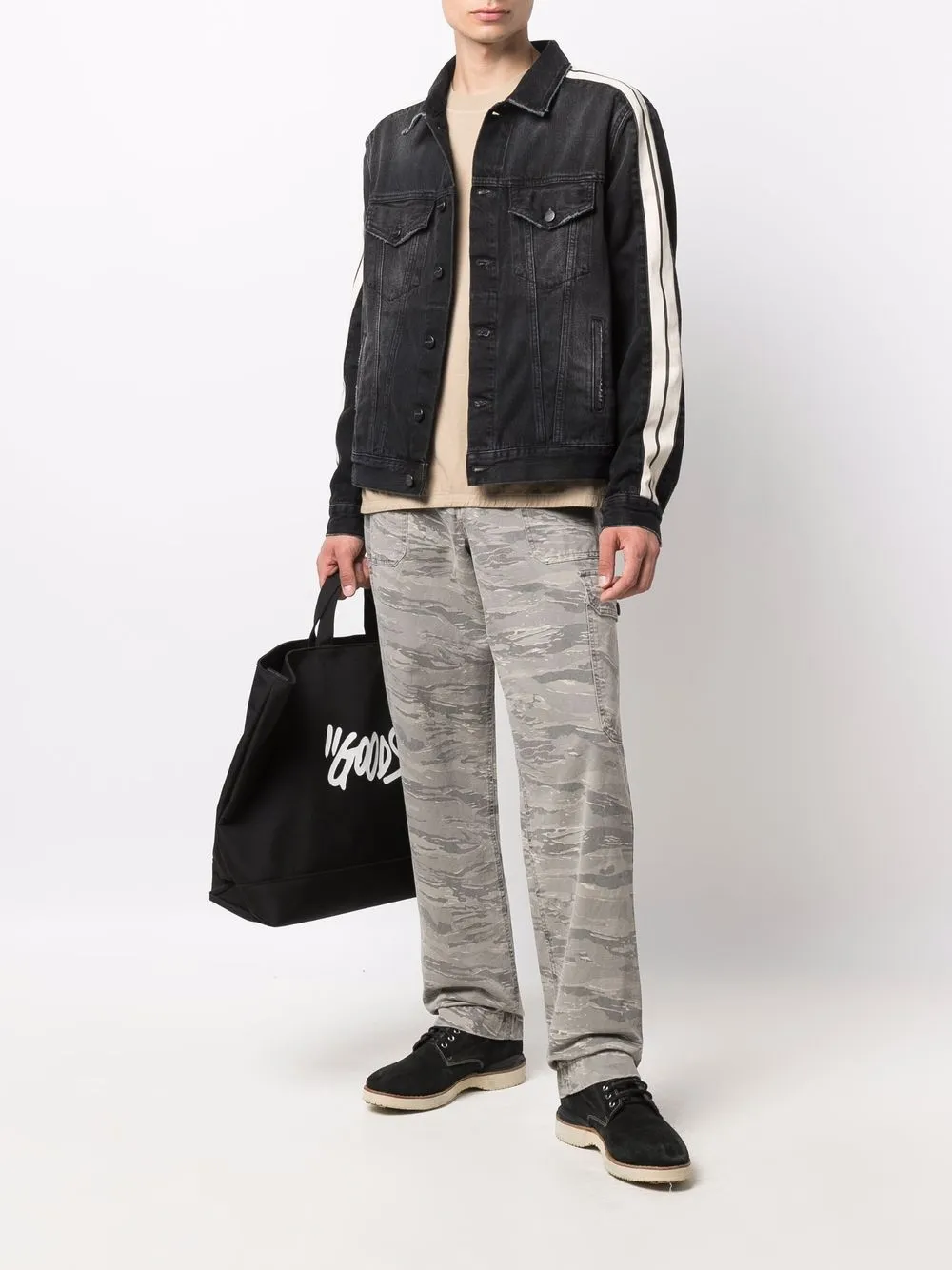 Image 2 of Palm Angels side striped denim jacket