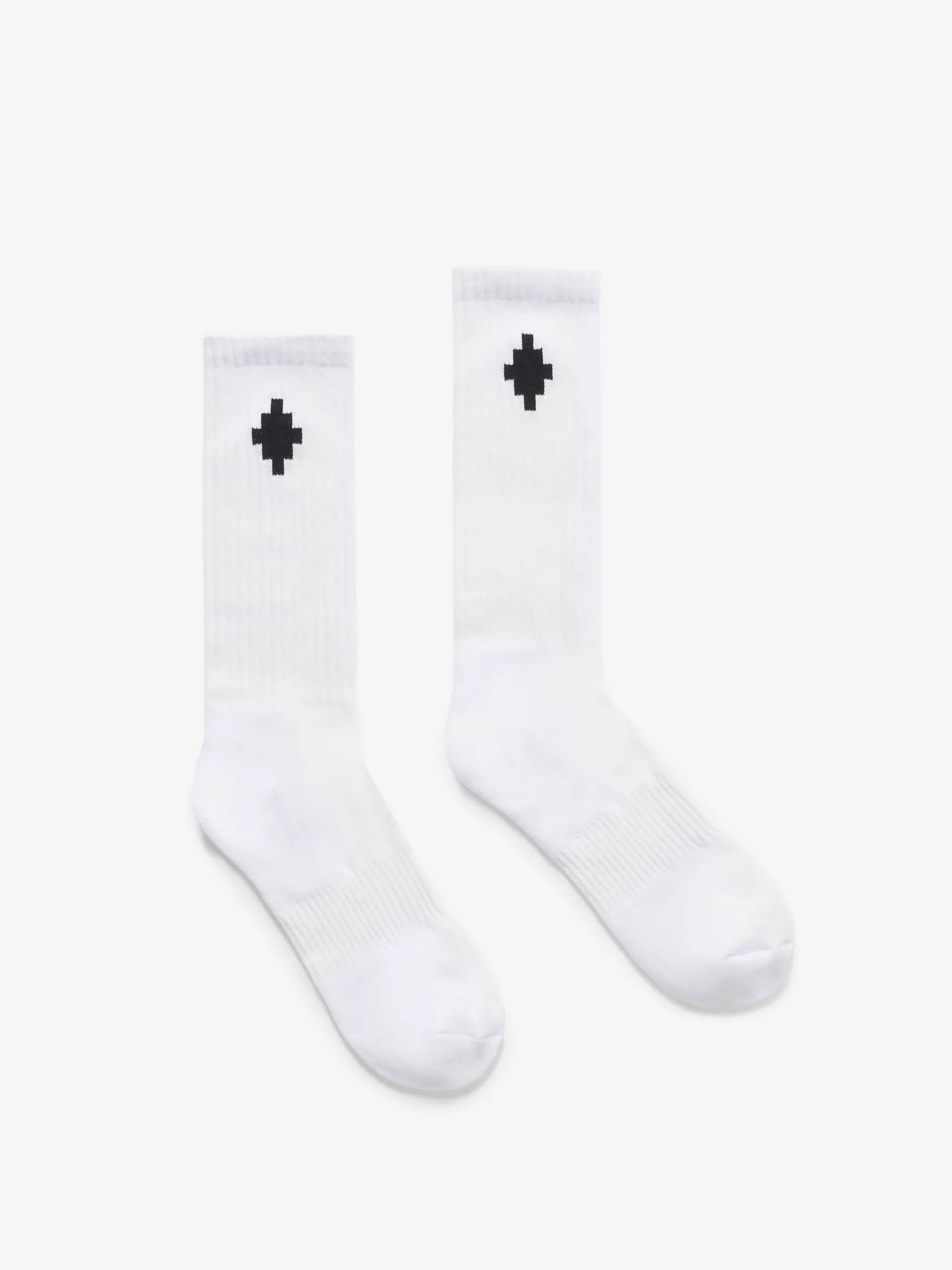 White stretch-cotton blend Cross ankle-high socks from Marcelo Burlon County of Milan featuring knitted construction, signature Cross motif, ribbed-knit edge and ankle-length. Be sure before opening, as socks and hosiery can only be returned in their original, unopened packaging..