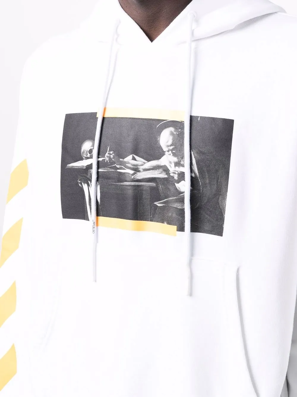 Shop Off-white Caravaggio Painting Diag-stripe Hoodie In White