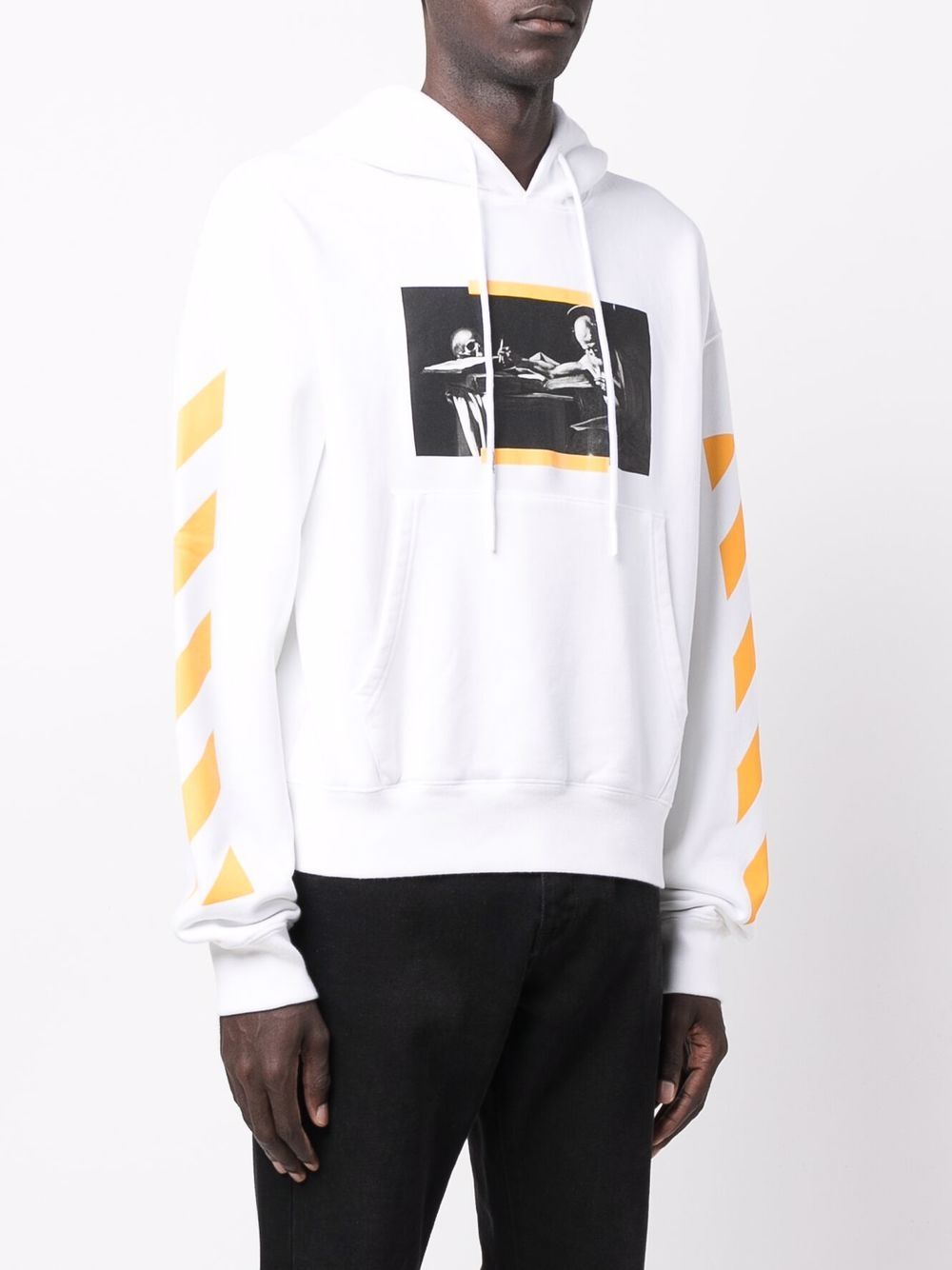 Shop Off-white Caravaggio Painting Diag-stripe Hoodie In White