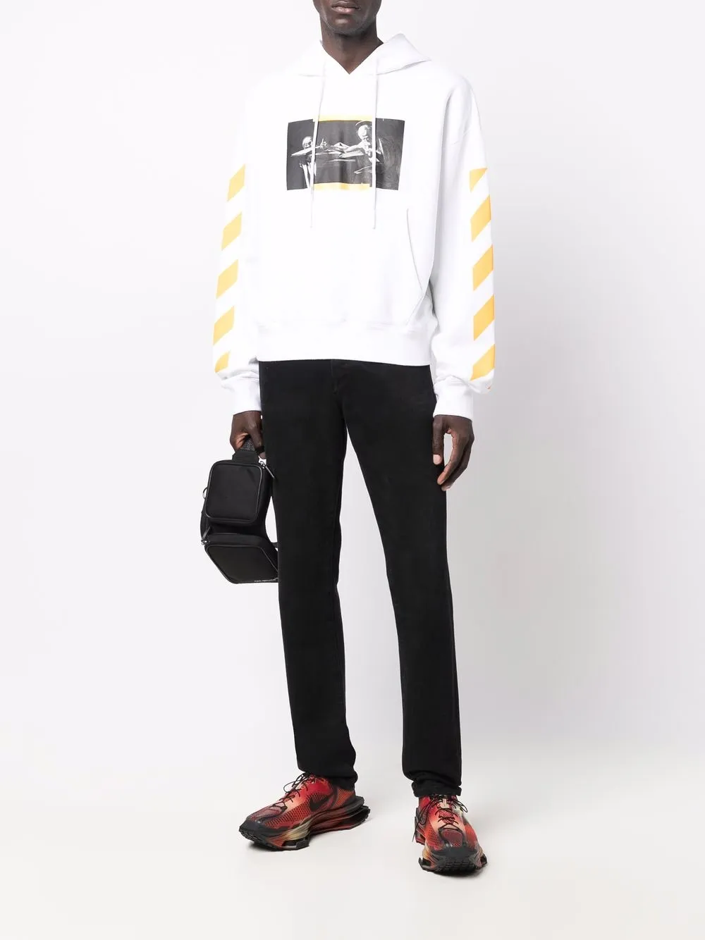 Shop Off-white Caravaggio Painting Diag-stripe Hoodie In White