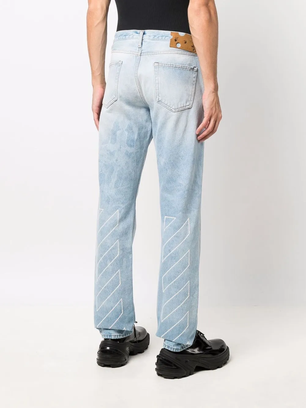 Off-white Slim-fit Diagonal Jeans Bleach Light Bluea In Blau | ModeSens