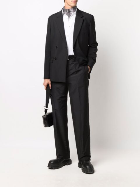 padded straight-leg trousers