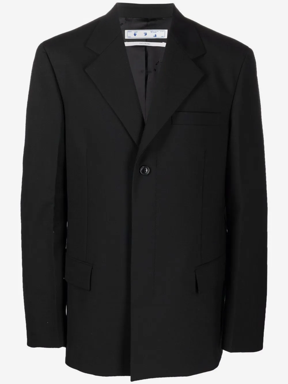 Off-White Blazer com abotoamento simples e cinto | Preto | Image 1