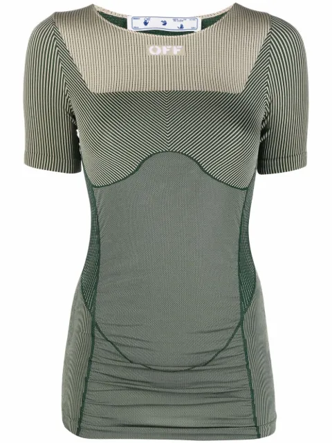 Off-White shiny seamless logo-knit fitted T-shirt