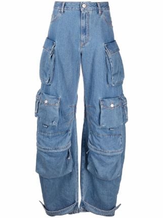 Wide-leg cargo trousers Farfetch Women Clothing Pants Cargo Pants Blue 