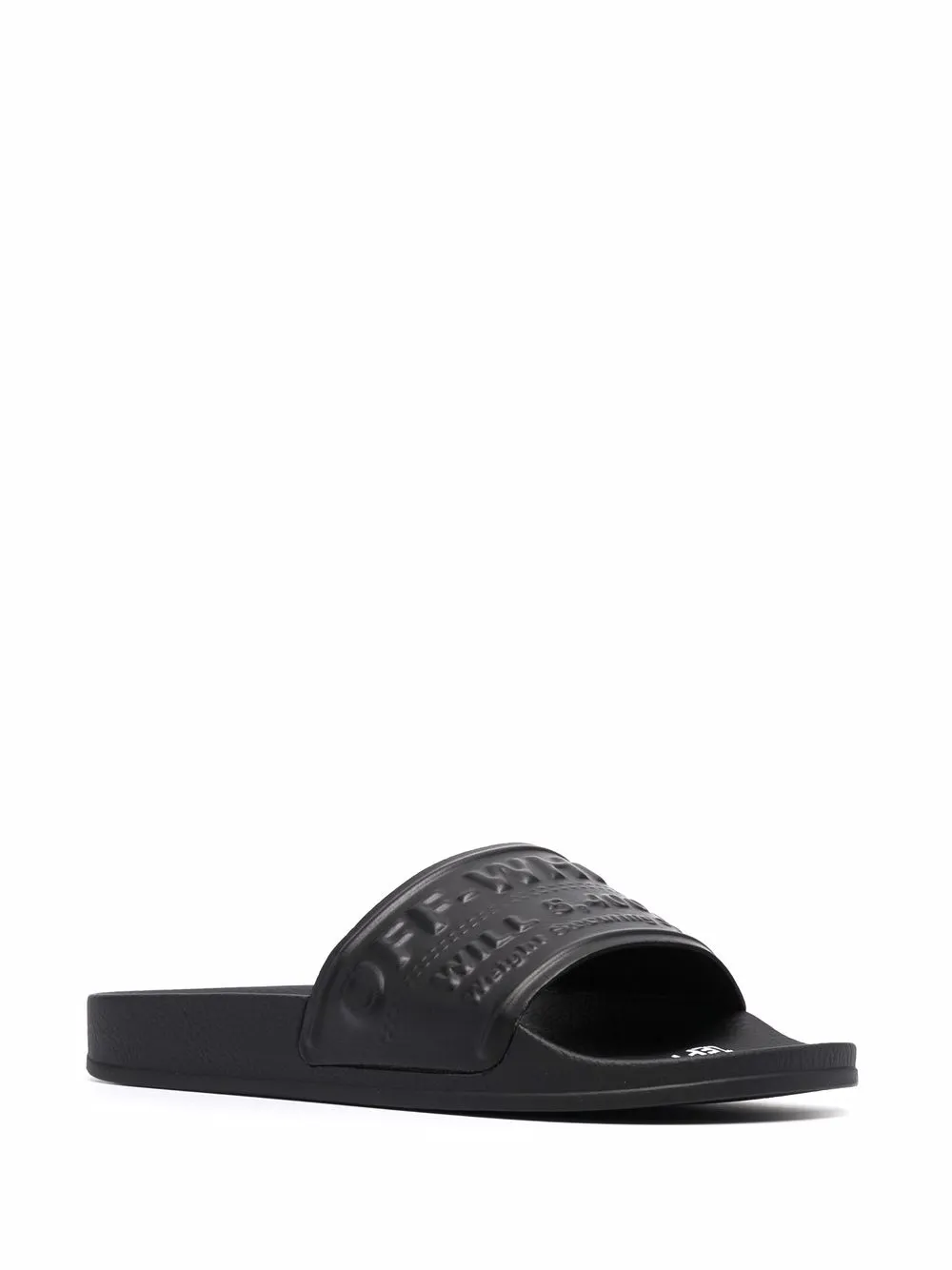 Off-White Badslippers met logo-reliëf Zwart