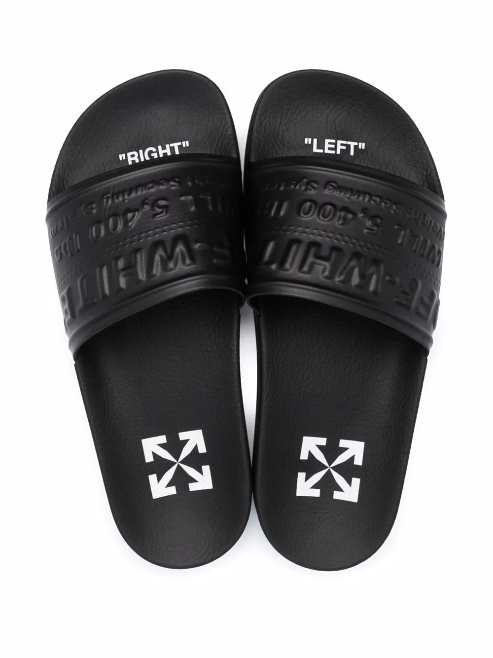 Off-White Badslippers met logo-reliëf Zwart