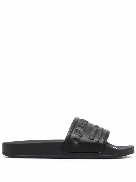 Off-White embossed pool slides