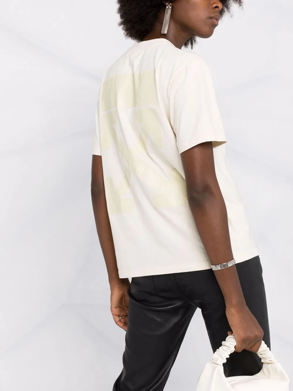 Off-White T-shirt van biologisch katoen met Arrow-print 0101 WHITE