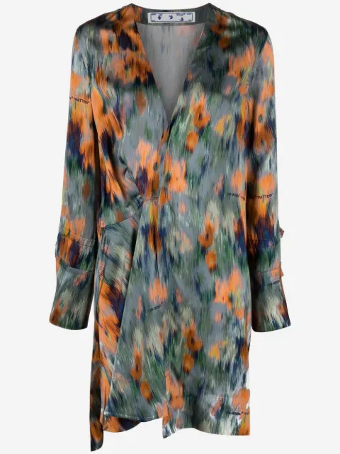 Off-White abstract-print draped dress