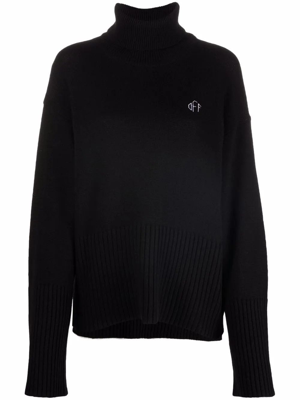 

Off-White suéter con cuello de tortuga y logo bordado - Negro