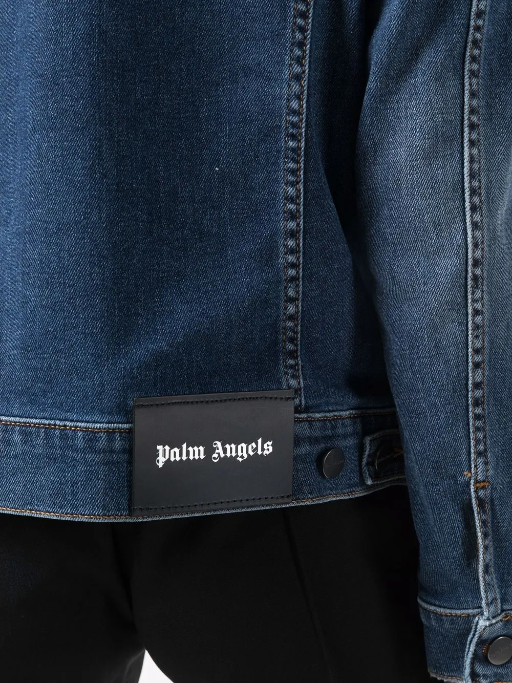 Palm Angels Logo-print Denim Jacket In 蓝色