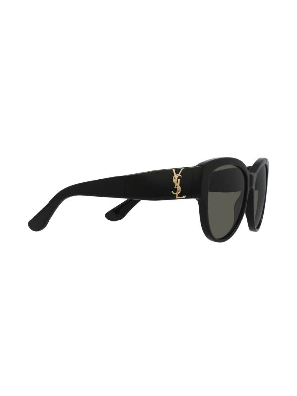 Saint Laurent Eyewear モノグラム ラウンドフレーム サングラス | ブラック | FARFETCH JP