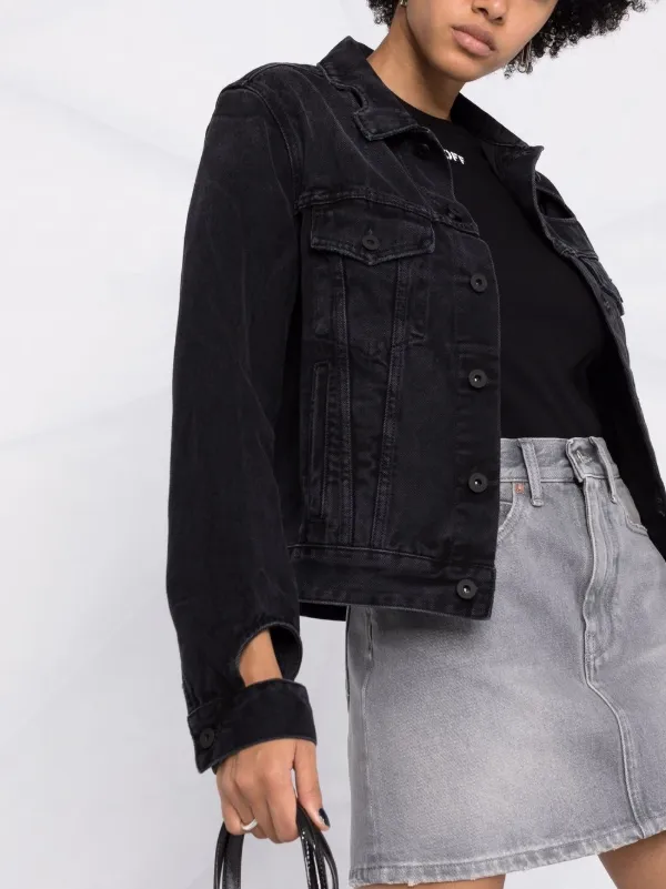 cut off black denim jacket