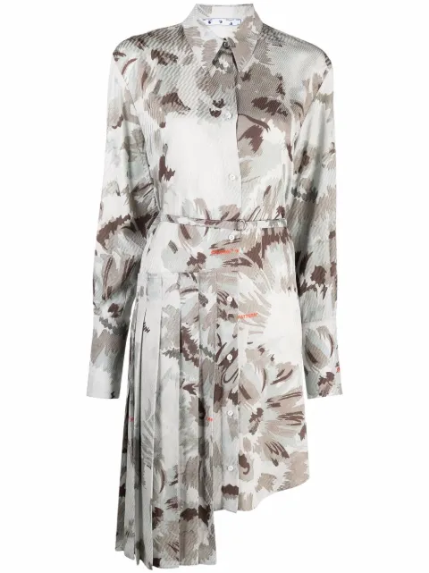 Off-White robe-chemise asymétrique à fleurs