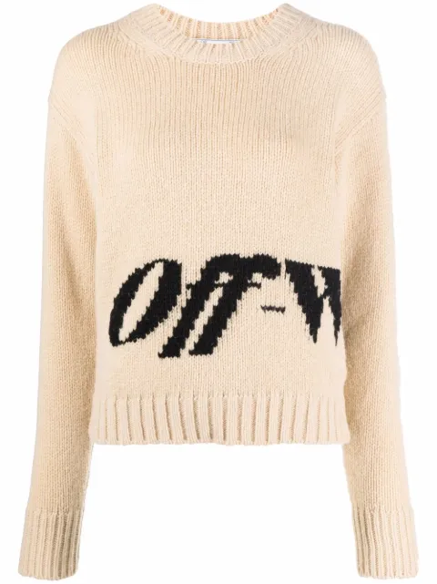 Off-White intarsiastickad tröja med logotyp