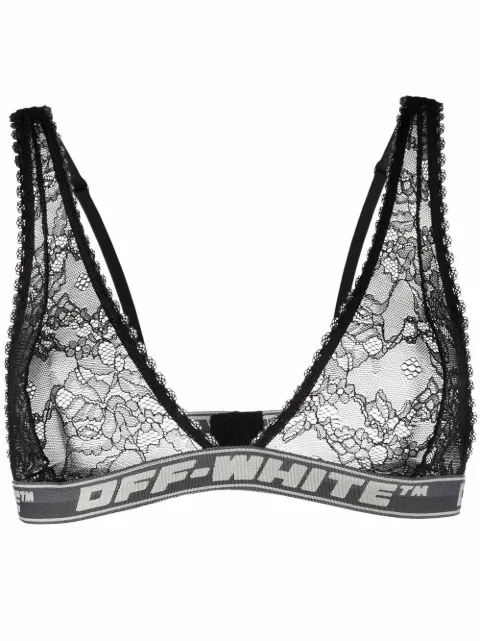 Off-White logo-tape detail lace bra