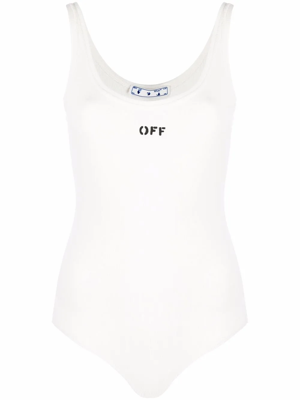 

Off-White body de canalé con logo estampado - Blanco