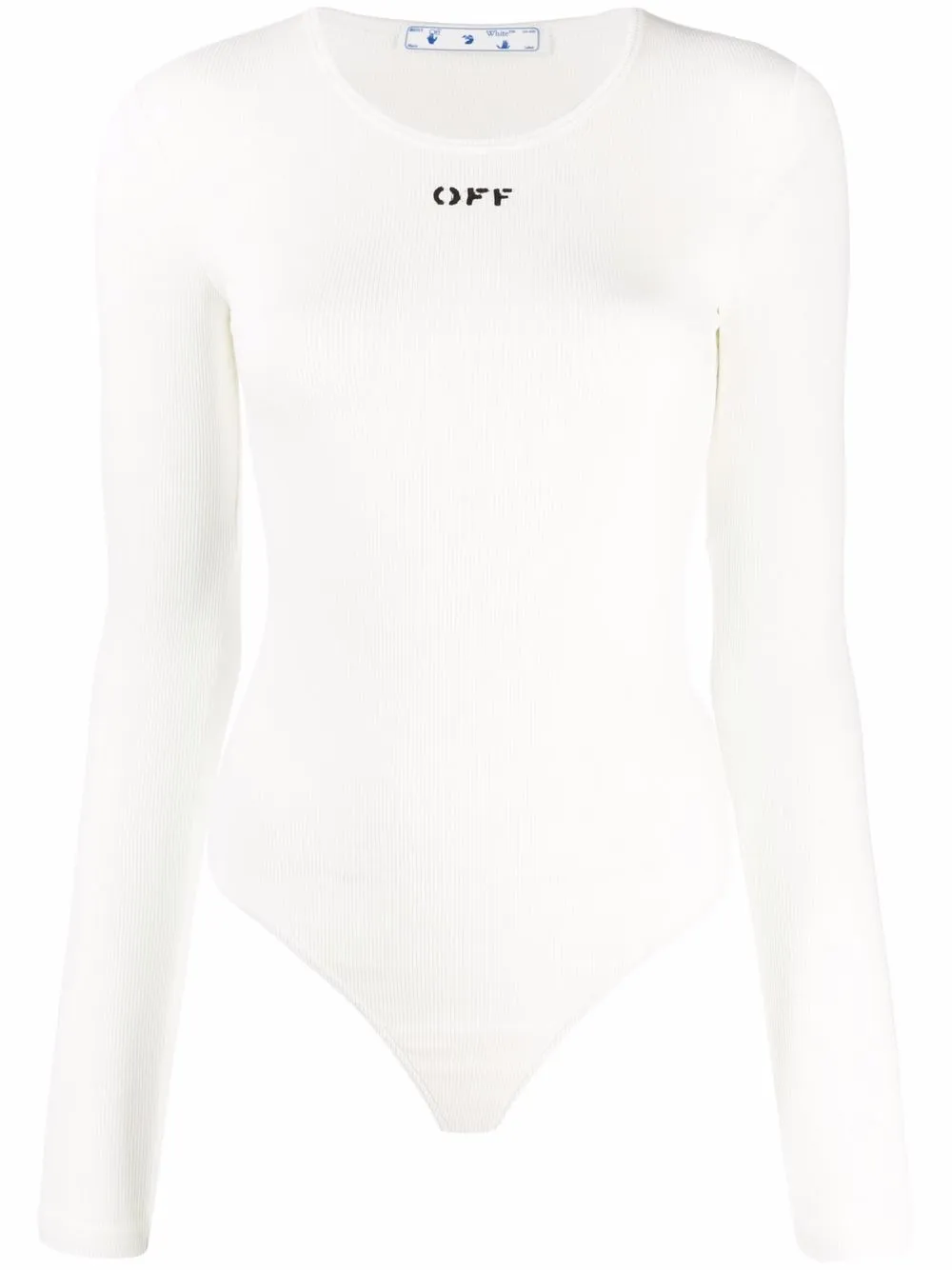 

Off-White body de canalé con logo estampado - Blanco