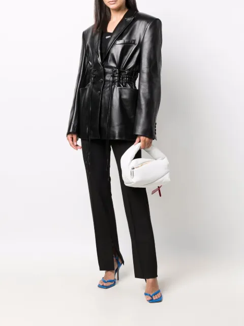 niki quilted leather zip pouch at $495