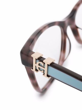 tortoiseshell square-frame glasses展示图