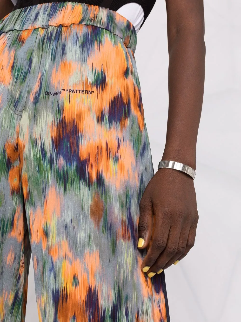  Off White Weite Hose Mit Floralem Print   Orange 