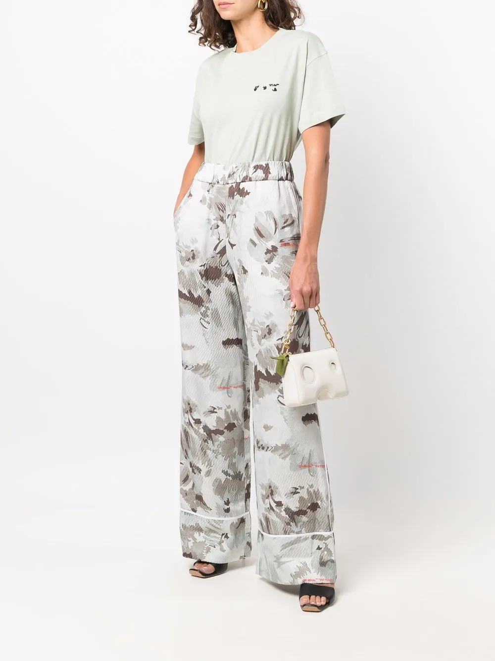 Off-White T-shirt met logoprint Groen