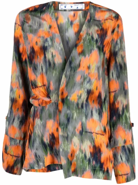 Off-White graphic-print silk blouse