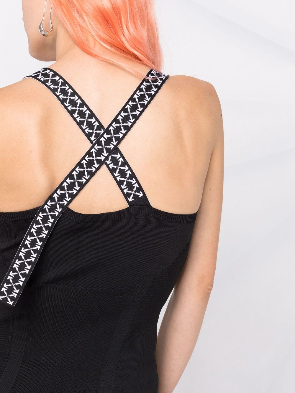 Shop Off-white Arrows Motif Shoulder Strap Dress In Schwarz