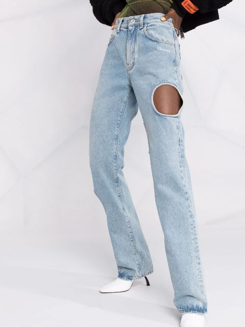 off white baggy jeans