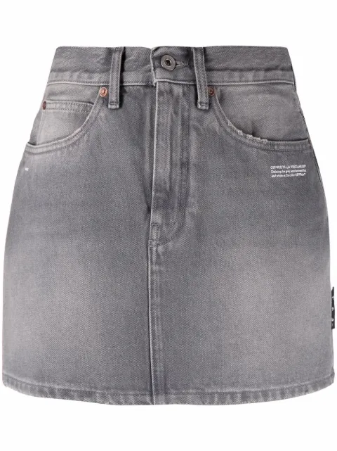 Off-White logo-print denim skirt