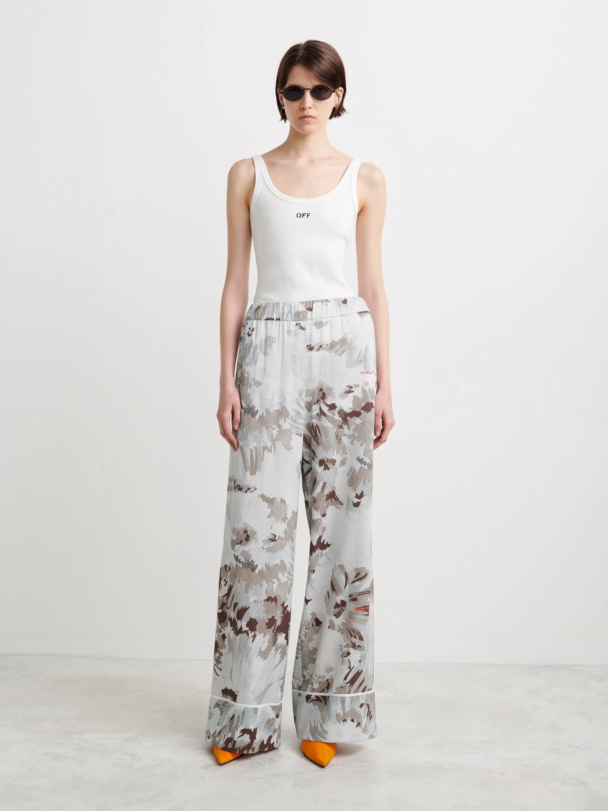 Floral Satin Pants - Off-White 