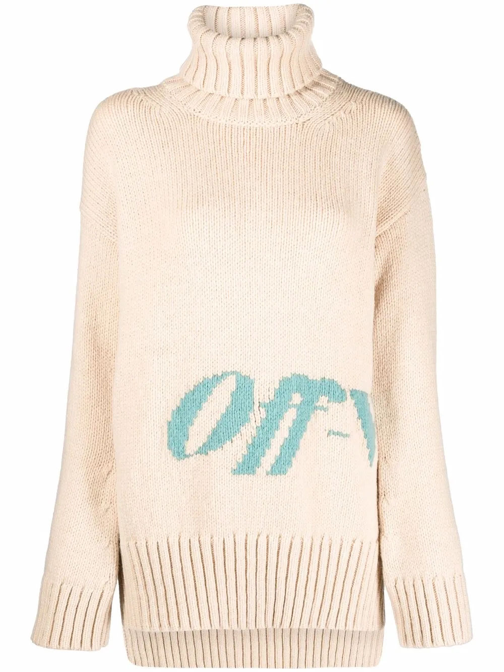 

Off-White suéter con cuello vuelto y logo en intarsia - Neutro