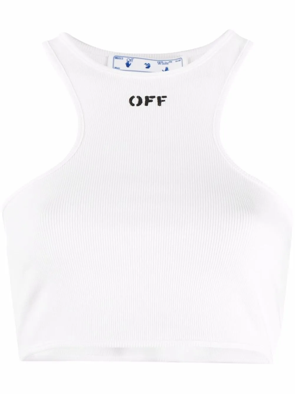 фото Off-white топ в рубчик с логотипом