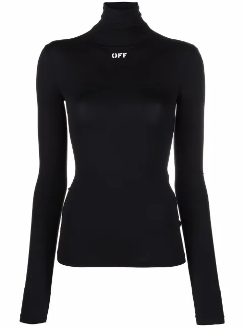 Off-White logo-print roll neck top