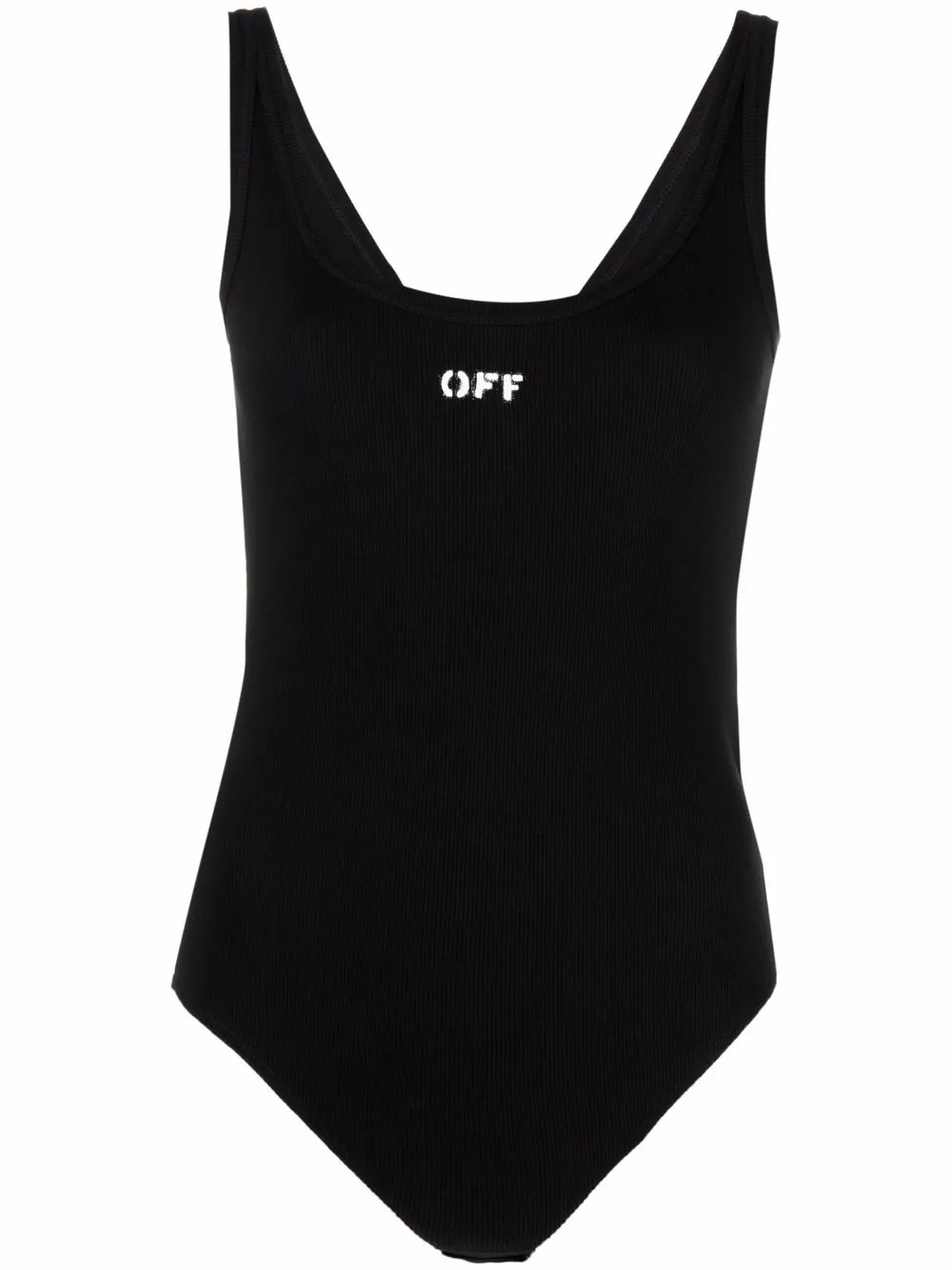 

Off-White body de canalé con logo estampado - Negro