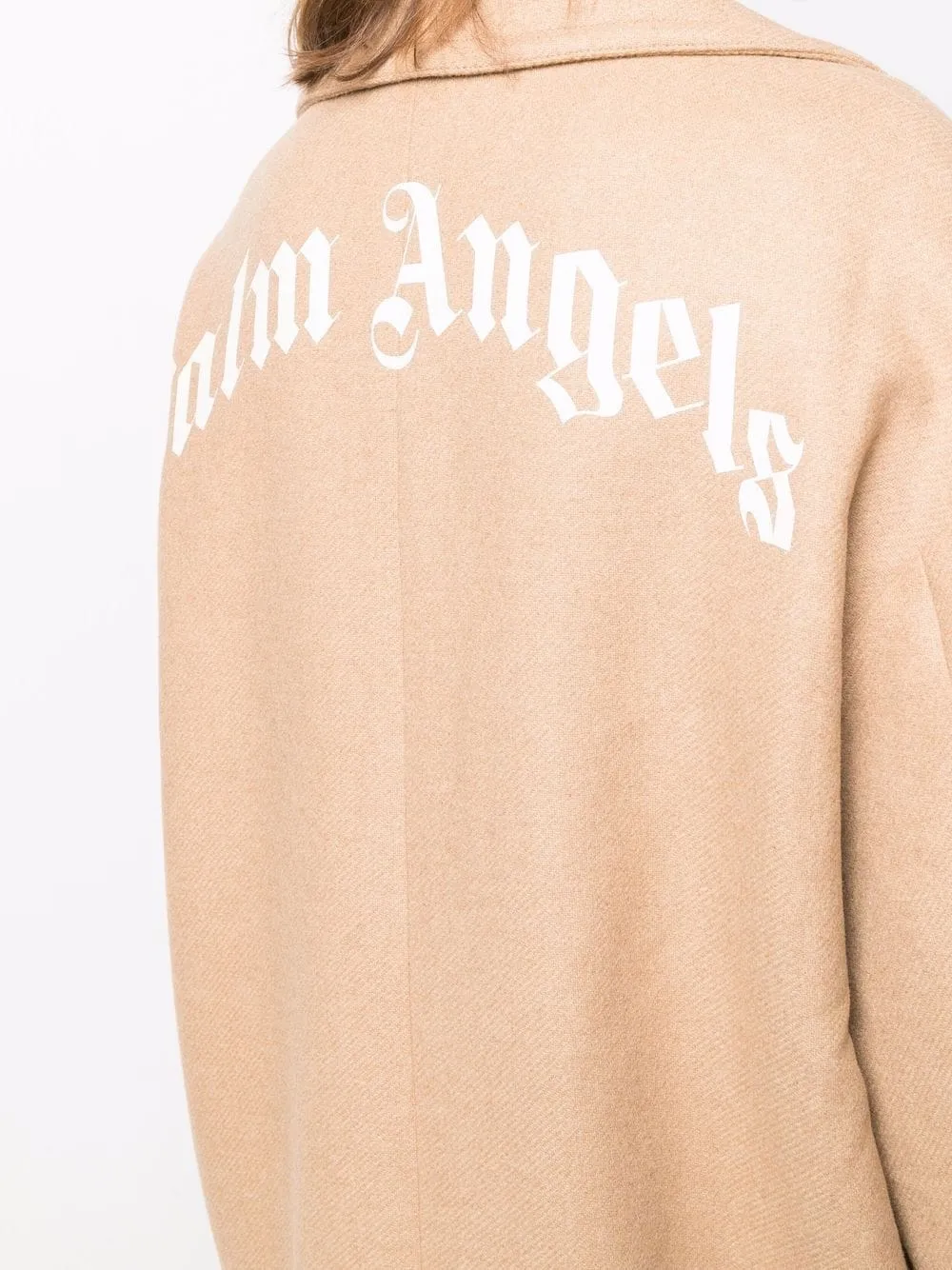 Palm Angels Beige Wool-blend Single-breasted Coat In Nude