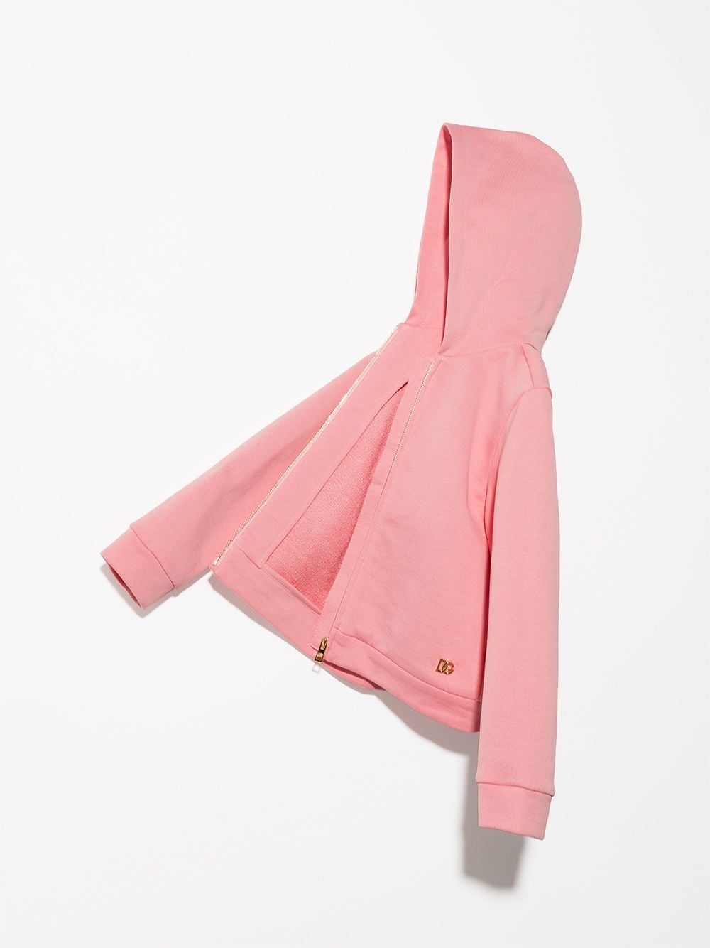 Shop Dolce & Gabbana Logo-plaque Zip-up Hoodie In Pink