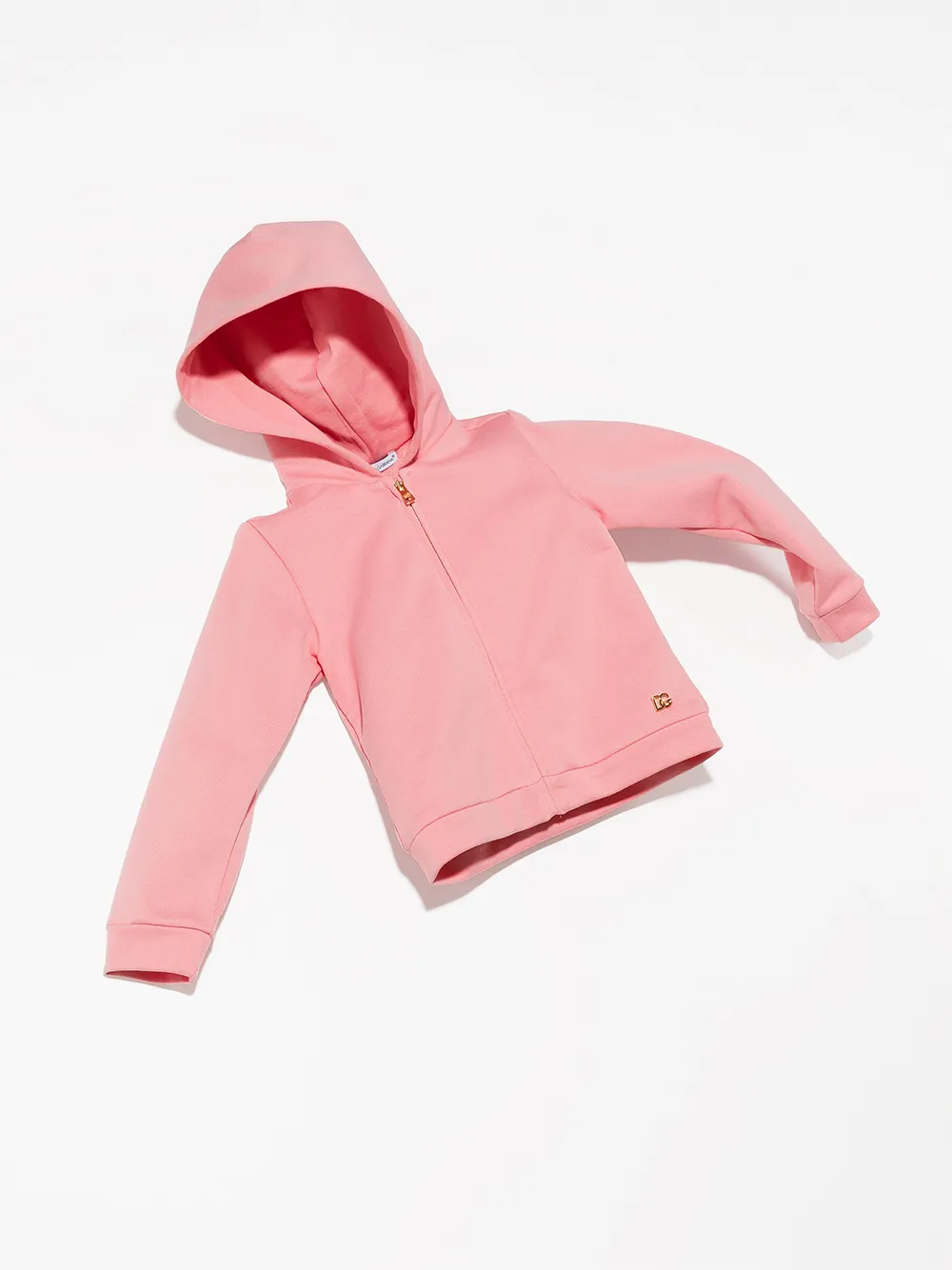 Shop Dolce & Gabbana Logo-plaque Zip-up Hoodie In Pink