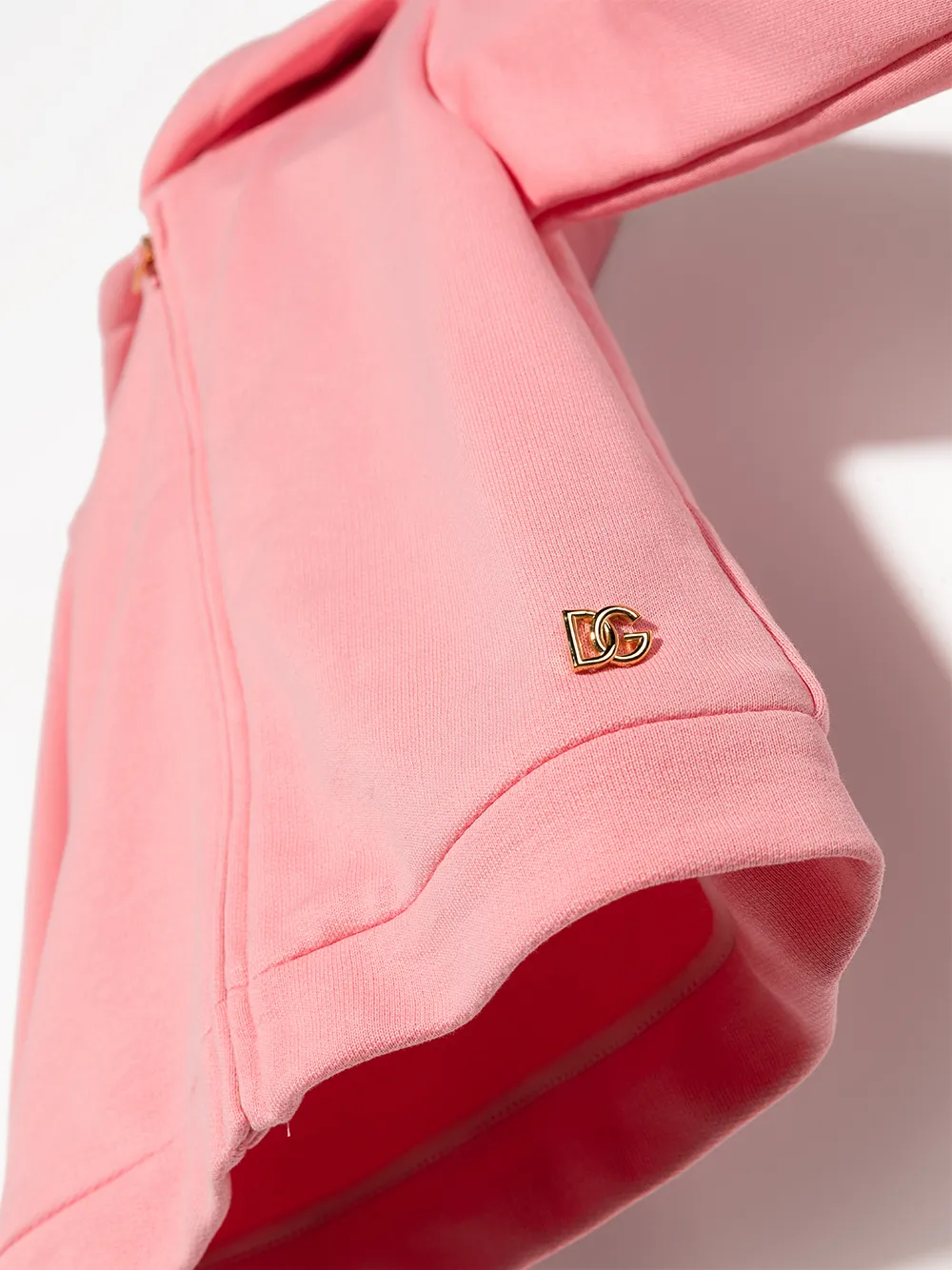 Shop Dolce & Gabbana Logo-plaque Zip-up Hoodie In Pink