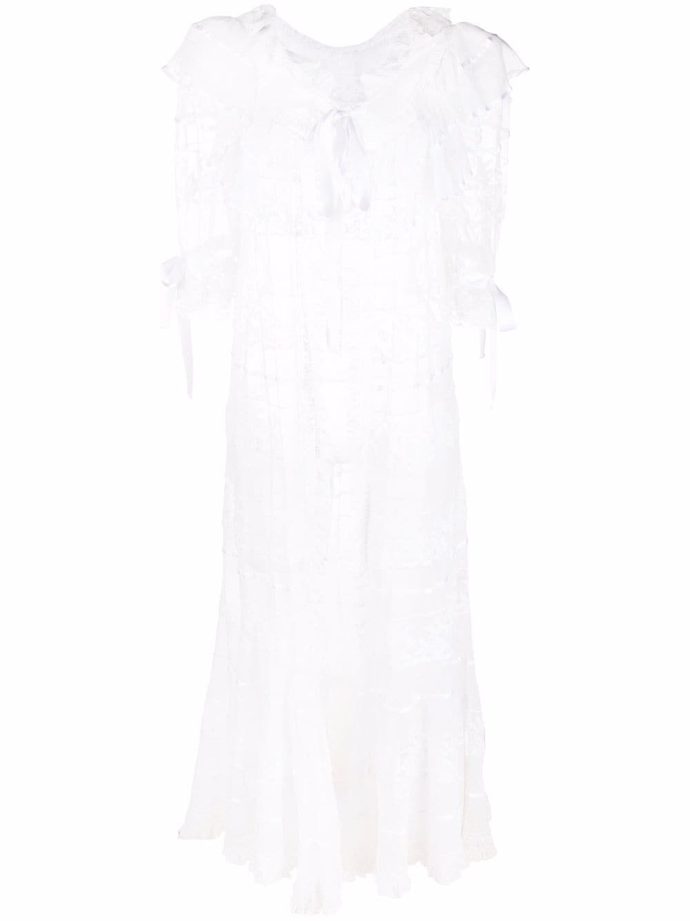 Pre-owned A.n.g.e.l.o. Vintage Cult 1950s Frilled Midi Dress In White